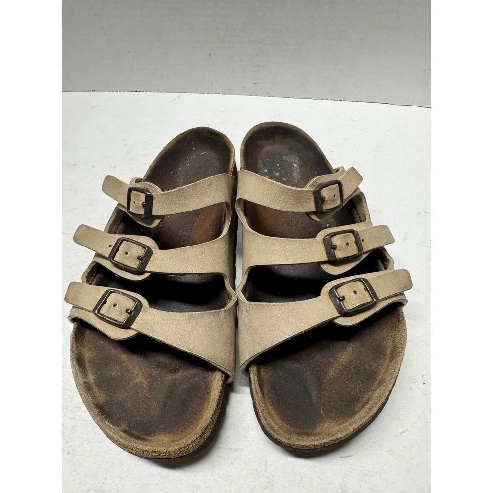 Birkenstock Florida Soft Footbed Triple Strap Sandals Taupe Mens 37 L6 M4